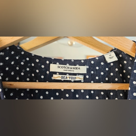 H&M Dark Blue Polka Dot Long Sleeve Dress - Picture 3 of 5